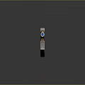 Futuristic Tech Inspired Axe With Metallic Geometric Design Yellow Blue Glowing Accents