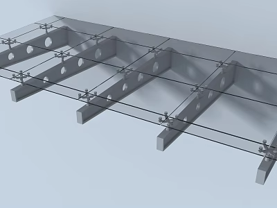 Transparent Glass Canopy With Metal Support Frame For Outdoor Shading 3d model