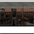 Hot Pot Restaurant Interior With Wooden Decor Dining Tables Chairs And Menu Board