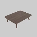 Modern Wooden Coffee Table With Simple Design And Slim Support Legs 3d model