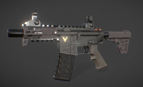 Gun Pistol Submachine Gun Sci-Fi Weapon 3d model