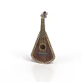 Traditional Wooden Lute With Ornate Carved Patterns And Decorative Edges