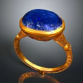 Elegant Gold Ring With Oval Blue Gemstone In Classic Design Setting 3d model