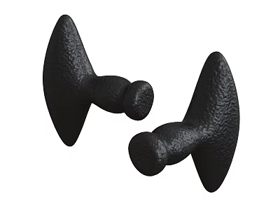 Stylish Pair of Black Textured Metal Door Handles For Home Interior 3d model