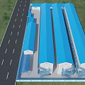 China Construction Blue Building Gate With Slogan And Construction Site Road 3d model