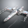 Detailed X Wing Fighter Model With Silver Finish And Multiple Engines 3d model