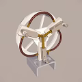 Mechanical Structure Featuring White Base Yellow Frame And Red Circular Rings 3d model