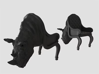 Unique Black Rhinoceros Shaped Accent Chair With Modern Artistic Sculptural Design 3d model