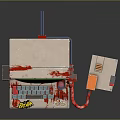 Vintage Computer Featuring Green Screen Retro Design Red Cables And Side Console