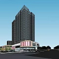 Modern Commercial Complex With High Rise Buildings Shopping Mall And Plaza