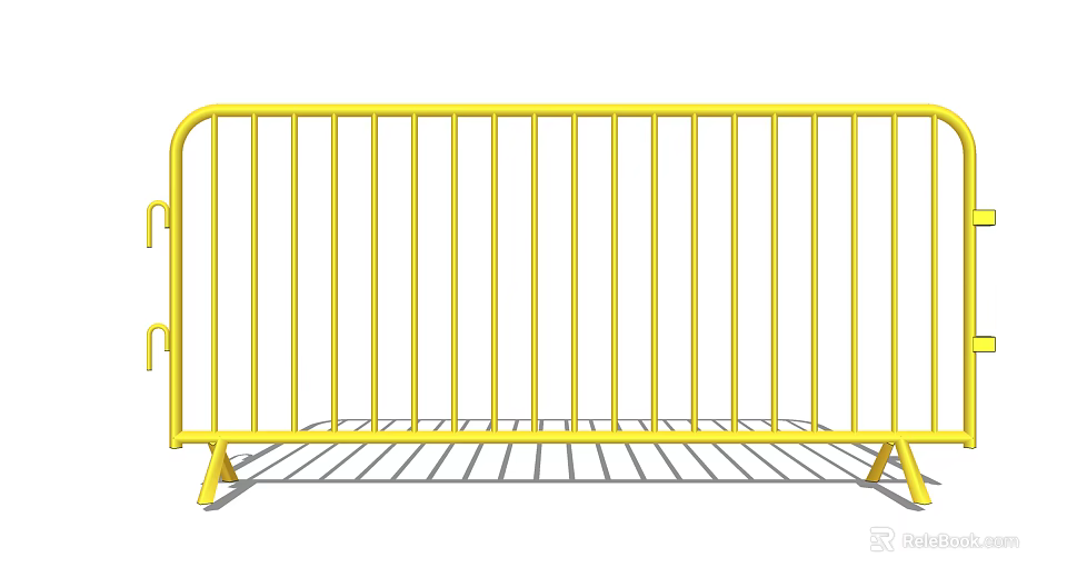 Yellow Metal Safety Barrier with Vertical Bars for Construction Site Use 3d model