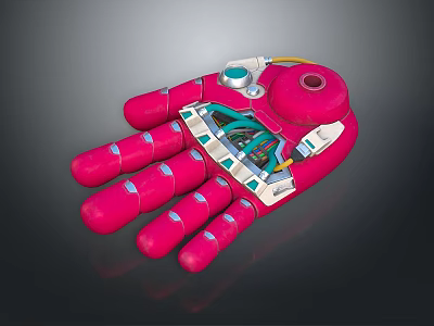 Futuristic Game Movie Character Mechanical Hand With Pink Joints Blue And White Details 3d model