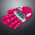 Futuristic Game Movie Character Mechanical Hand With Pink Joints Blue And White Details