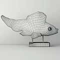 Turquoise Fish Shaped Decorative Ornament With Textured Design And Black Base Stand