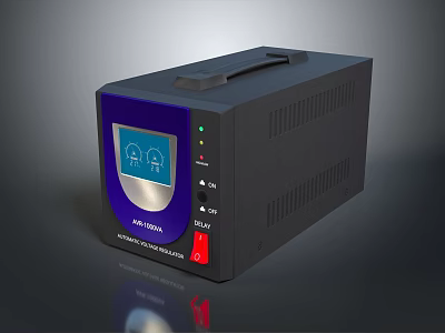 Black And Purple Power Inverter With Digital Display Control Buttons And LED Indicators 3d model