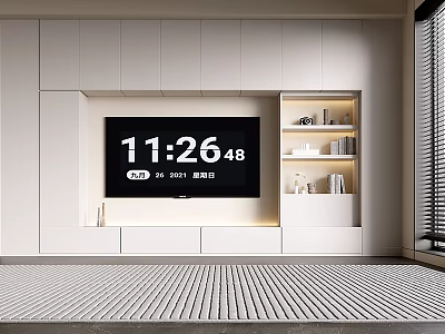 Modern TV Stand Design With Built in TV Storage Shelves And Ambient Lighting 3d model