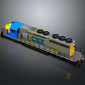 CSX Train Locomotive Blue Yellow Gray With Black Circular Vents On Top