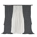 Elegant Grey And White Layered Curtains With Pleated Design For Home Decor