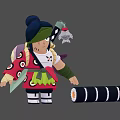 Cartoon Character Cartoon Swordsman Japanese Man Chivalrous Game Character Game Character Sushi Anime Character Anime Character Q Version Character 3d model