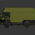 Green Vintage Boxy Van Featuring Compact Design And Classic Commercial Style