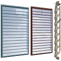 Modern Casement Windows With Brown Beige Gray Frames And Slatted Structure Design 3d model
