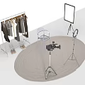 Iron Art Studio Display With Clothes Rack Tripod Stand And Ring Light 3d model