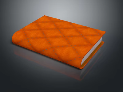 Orange Leather Notebook with Checkered Cover Design on Dark Reflective Surface 3d model
