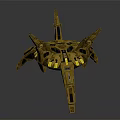 Advanced Yellow Cosmic Spaceship With Multi Wing Structure For Space Exploration