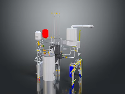 Industrial Equipment System With Storage Tanks Pipeline Valves And Control Units 3d model