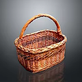 Practical Brown Wicker Handbasket With Woven Texture And Lightweight Design For Daily Household Storage
