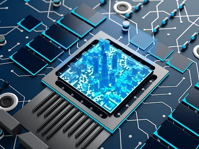 High Tech Industrial Equipment Featuring Precision Chip And Circuit Board Components 3d model