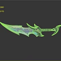 Fantasy Glowing Sword with Colorful Blue Purple Blade and Decorative Hilt Shiny Surface