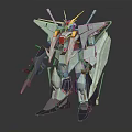 Mecha Robot Character Figure With Gray Armor Yellow Antenna Red Details And Weapon