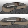 Modern Multiplayer Sofa Long Sofa Curved Sofa Pillow Blanket Carpet Eggshell Sofa Combination Sofa 3d model