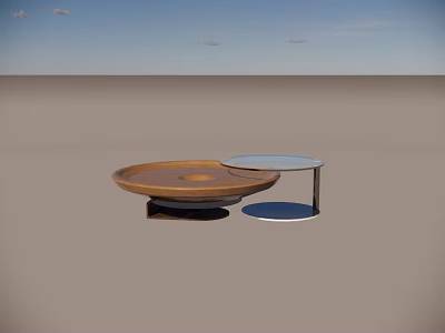 Modern Coffee Tables With Wooden Round Top And Glass Surface Metal Legs Design 3d model