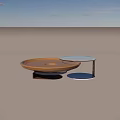 Modern Coffee Tables With Wooden Round Top And Glass Surface Metal Legs Design