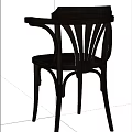 Elegant Black Wooden Leisure Chair With Curved Frame And Round Seat Design