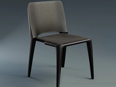 Modern Gray Leather Dining Chair With Sleek Black Wooden Legs And Comfortable Seat 3d model