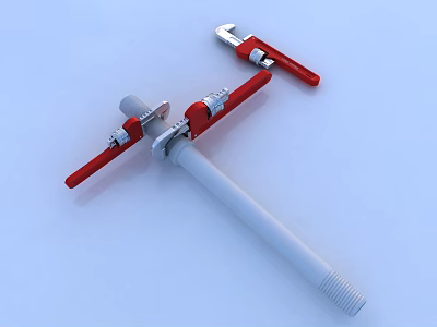 High Quality Hardware Tools Featuring Red Wrenches And White Long Rod Components 3d model