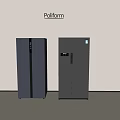 Poliform Modern Double Door Refrigerators With Sleek Grey Finish And Minimalist Design