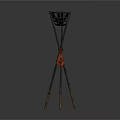 Decorative Tripod Floor Stand With Woven Basket Top For Home Decor