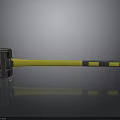 Claw Hammer with Yellow and Black Handle Metal Head on Black Surface with Reflection