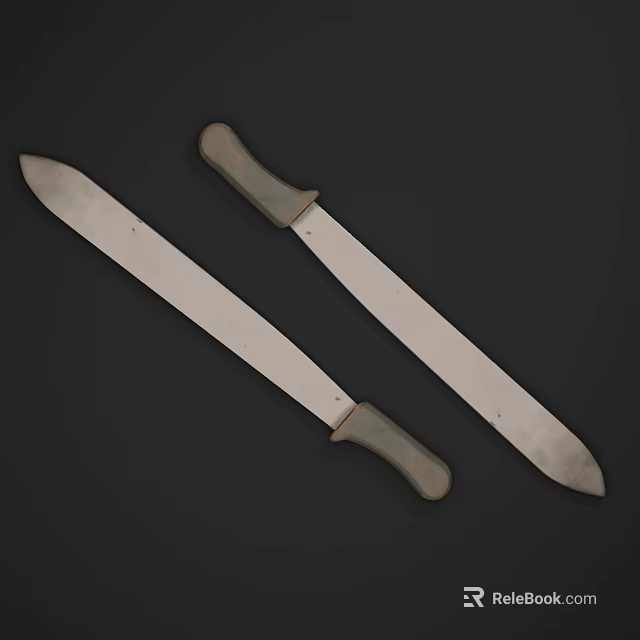 Weapon Knives With Sharp Blades And Durable Handles Displayed On Dark Background 3d model 