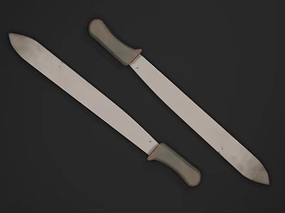 Weapon Knives With Sharp Blades And Durable Handles Displayed On Dark Background 3d model