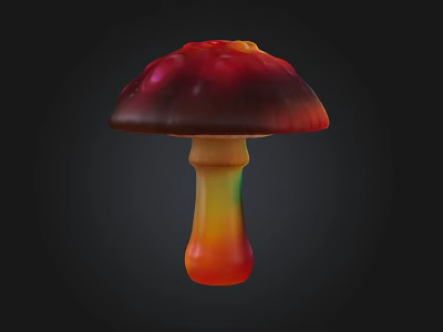 Vibrant Plant Mushroom Featuring Red Brown Cap With Bulbous Texture And Yellow Red Gradient Stem 3d model