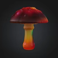 Vibrant Plant Mushroom Featuring Red Brown Cap With Bulbous Texture And Yellow Red Gradient Stem