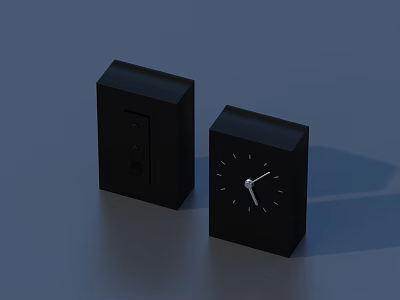 Two Stylish Black Square Analog Clocks With Modern Minimalist Design 3d model
