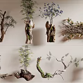 Decorative Bonsai Potted Plants With Natural Branch Shapes Ferns Bamboo And Flowering Twigs