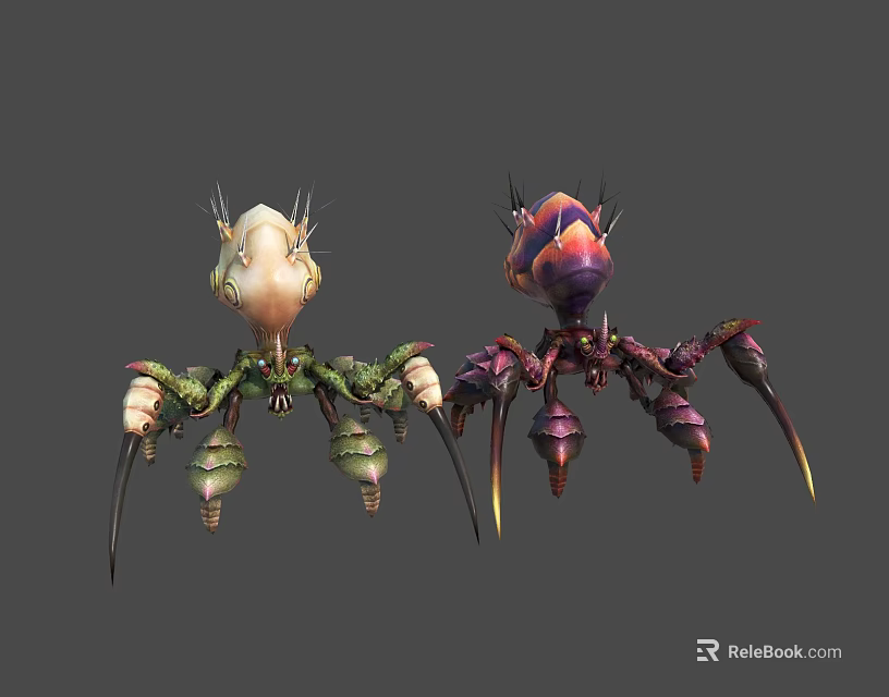 Colorful Fantasy Creature Character Designs With Multiple Limbs And Unique Shapes 3d model 