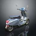 Modern Electric Scooter with Silver Body Black Seat and Rearview Mirrors in Sleek Design